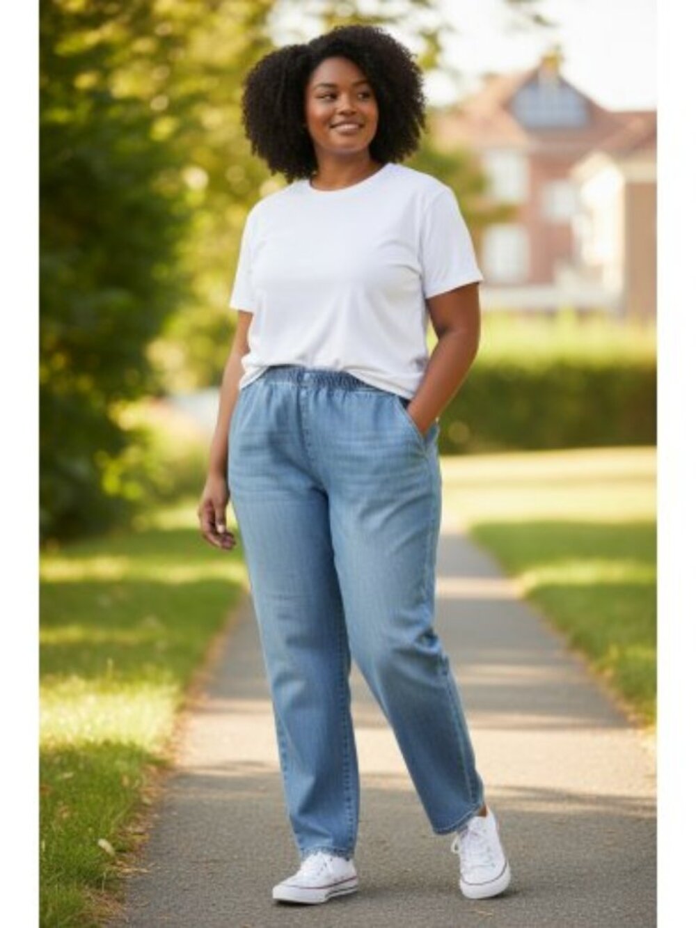 Elastic Waist Light Wash Denim Jeans Ladies Plus Petite Size 22W